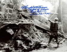 HERSHEL WILLIAMS SIGNED 11x14 PHOTO MEDAL OF HONOR IWO JIMA WWII MOH BECKETT BAS