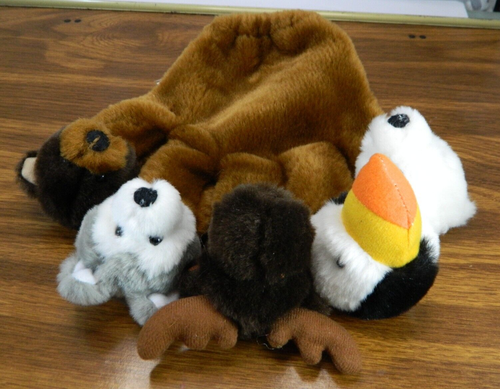 Alaska Animals Hand Puppet Glove with Bear Wolf Polar Bear Moose Puffin Plush - Picture 16 of 18