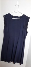 Talbots Womens Zip Up Back Sheath Dress Size XL Blue Eyelet Classic Short