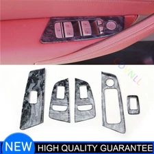 For BMW 5 Series 2018-2021 Black Wood Grain Door Window Lift Switch Cover Trim