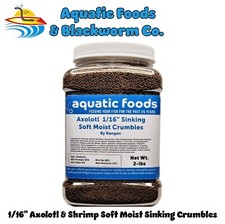 Axolotl 1/16" Soft Moist Sinking Crumbles. Shrimp, Snails, Bottom Fish. JAR