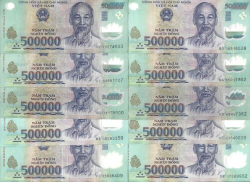 BUY 5 MILLION VIETNAM DONG 10 x 500 000 Vietnamese Dong Currency - VND Banknote - Picture 1 of 3