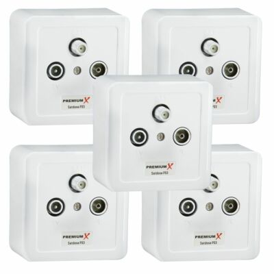 5x PremiumX Antennendose 3-fach SAT Dose Sat TV Radio Enddose HDTV FullHD 4K