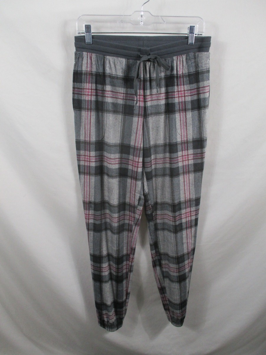 Secret Treasures Womens Pajama Pants Small Gray Plaid Drawstring