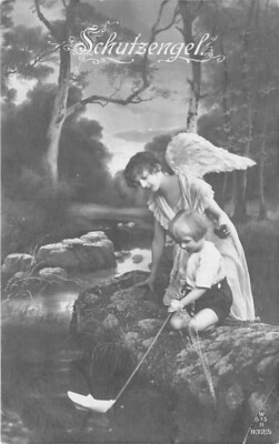 old black postcard guardian angel 1919 used postcard me5287i
