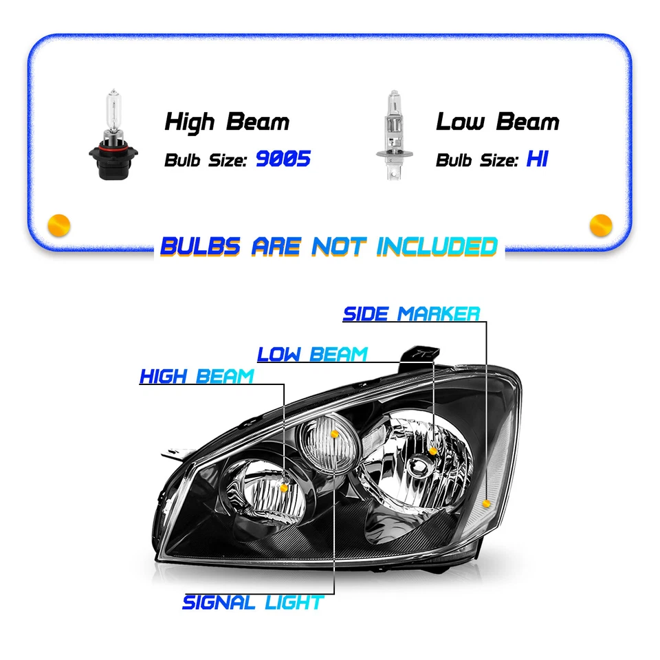 Par de faros para Nissan Altima 2005-2006 4 puertas carcasa negra luces de esquina transparentes Foto 2 de 4