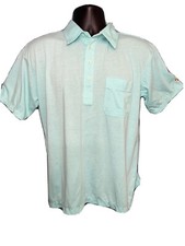 Vintage Arnold Palmer Mens Large Teal Single Stitch Polo Shirt Pocket Buttons