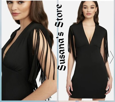 NWT BEBE SIZE S FESTIVAL FRINGE KNIT DRESS Attractive and sexy!!