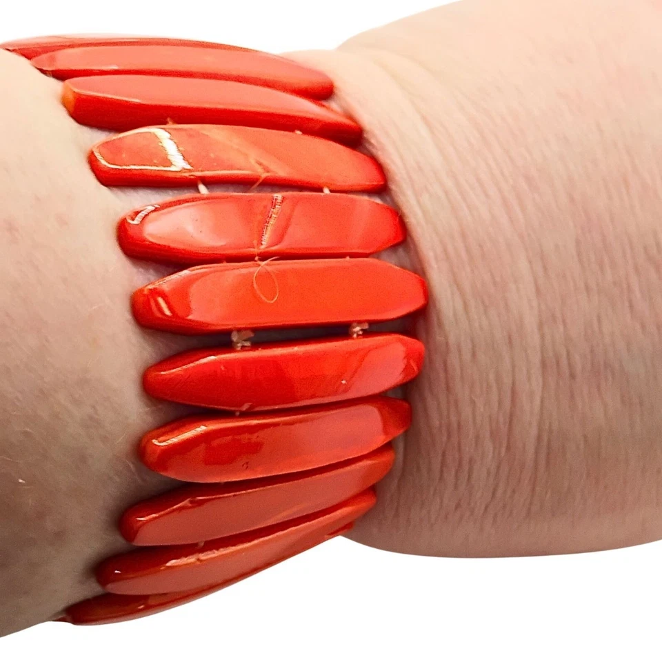 Pulsera elástica coralina gruesa para mujer audaz brillante colorida playa boho chic Foto 2 de 3