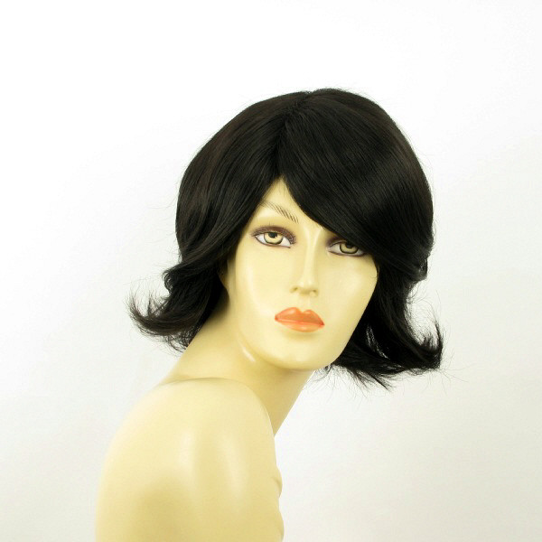 Perruque courte EDWIGE 2 pour femme brune cheveux synthétiques châtain foncé
