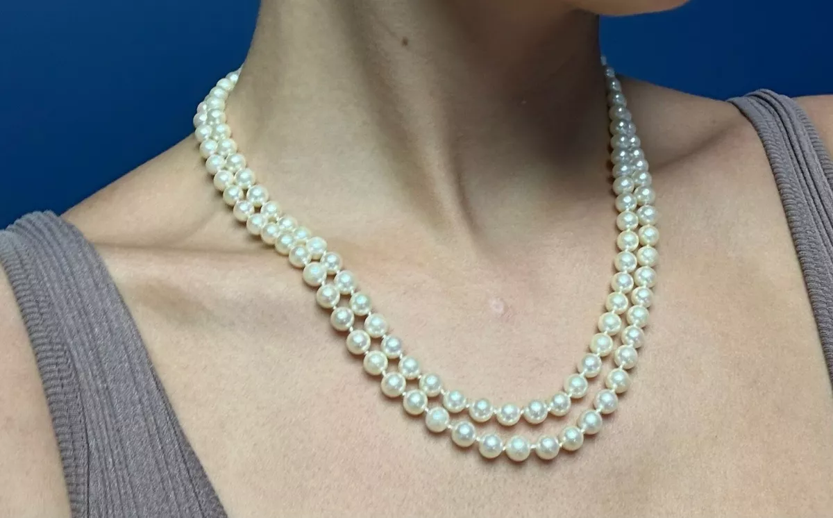Rare 1960s Mikimoto Twin pearl necklace
