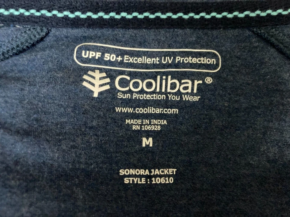 Coolibar Azul UPF 50+ Protección Hombre Sonora Chaqueta Cremallera Completa Bolsillos Talla M Foto 3 de 3
