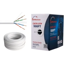 500ft CAT6 CMR Ethernet Cable 23AWG 10Gbps UTP Solid Bare Copper Wire White