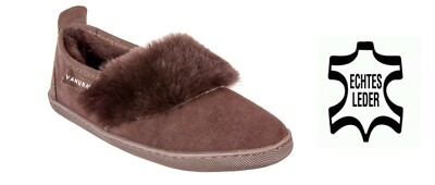 Damen Pantoffeln Echtes Leder Lammfell Hausschuhe Mit Wolle Schafwolle D012/03