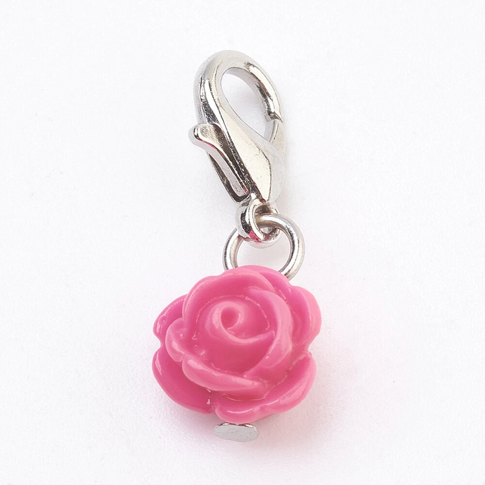 100 шт. брелоков в форме розы смола цветок подвески с застежкой-лобстером сделай сам рукоделие - Изображение 2 из 2