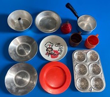 Vintage Creative Playthings Aluminum Plates Campbells Tupperware Cups Sauce Pan