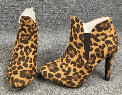 Bella Marie Womens Size 8.5 Kendall-10 Leopard Suede 4'' Heel Boots Booties NEW!
