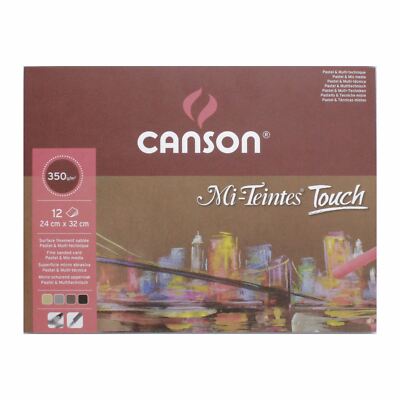Canson Mi-Teintes Touch Pastel Paper  24cm x 32cm 12 Sheets 6 colours 355gsm pad
