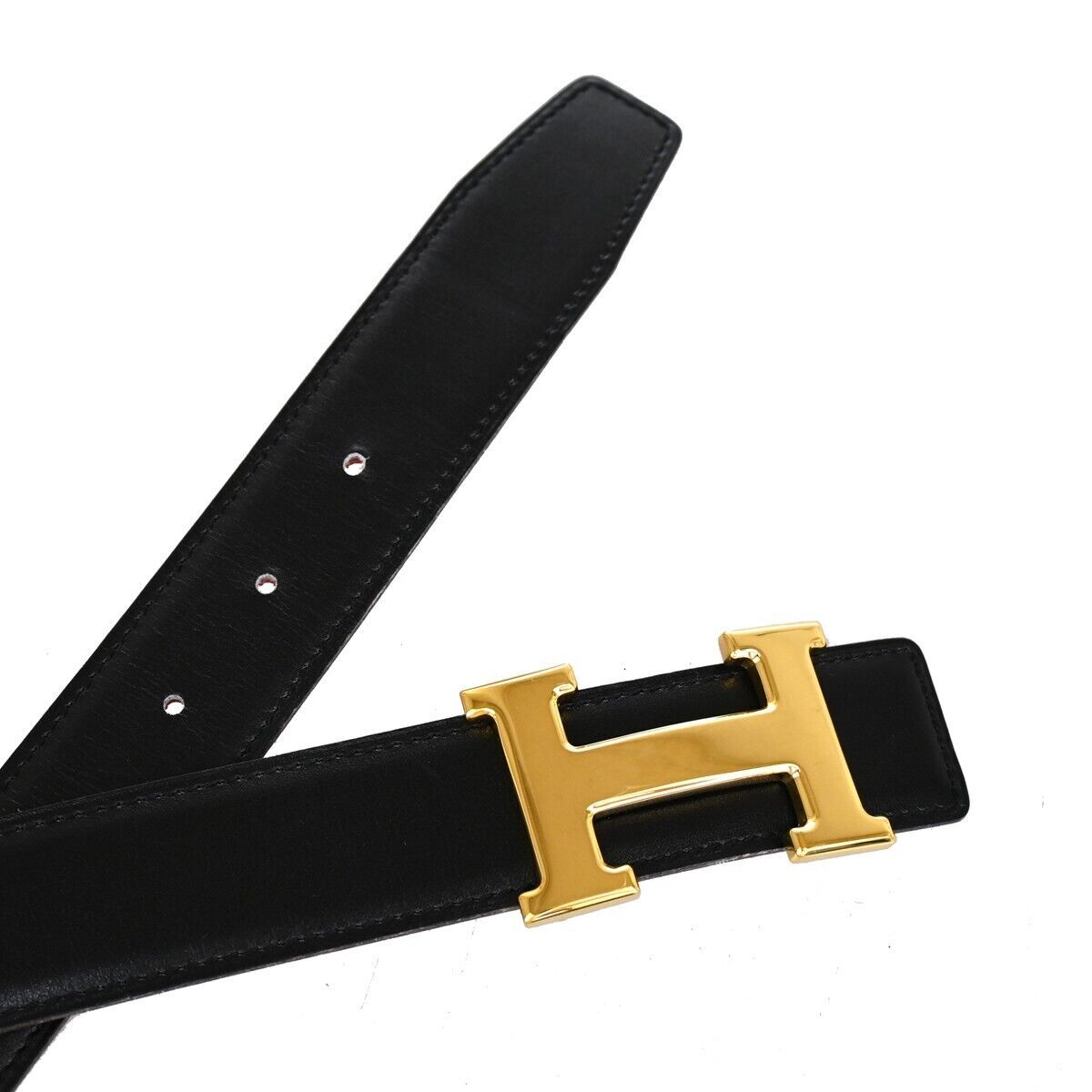 HERMES H Logo Constance Reversible Buckle Belt #70 Leather