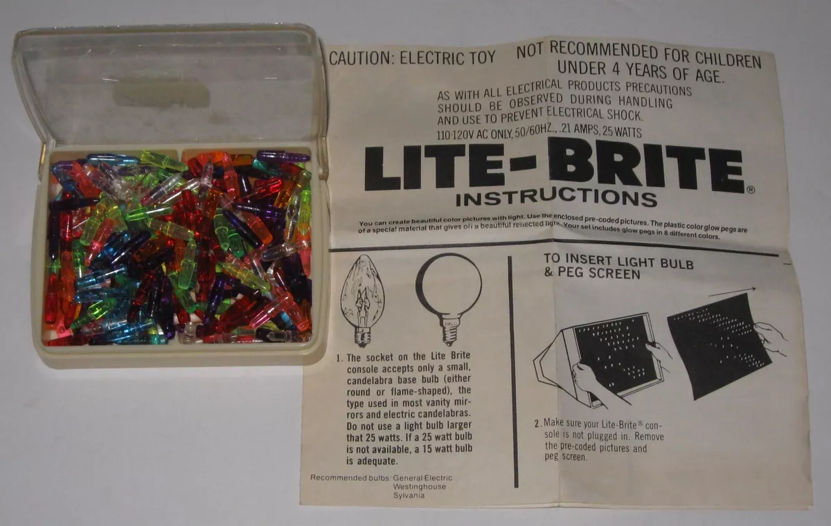 Vintage Original Lite Brite Pegs mostly 1 1/8 100 Mixed Colors varied lots