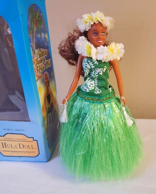 VTG 1993 Pearly Shells Walking, Dancing Hula Doll, Musical w/ Box READ RED HEAD 