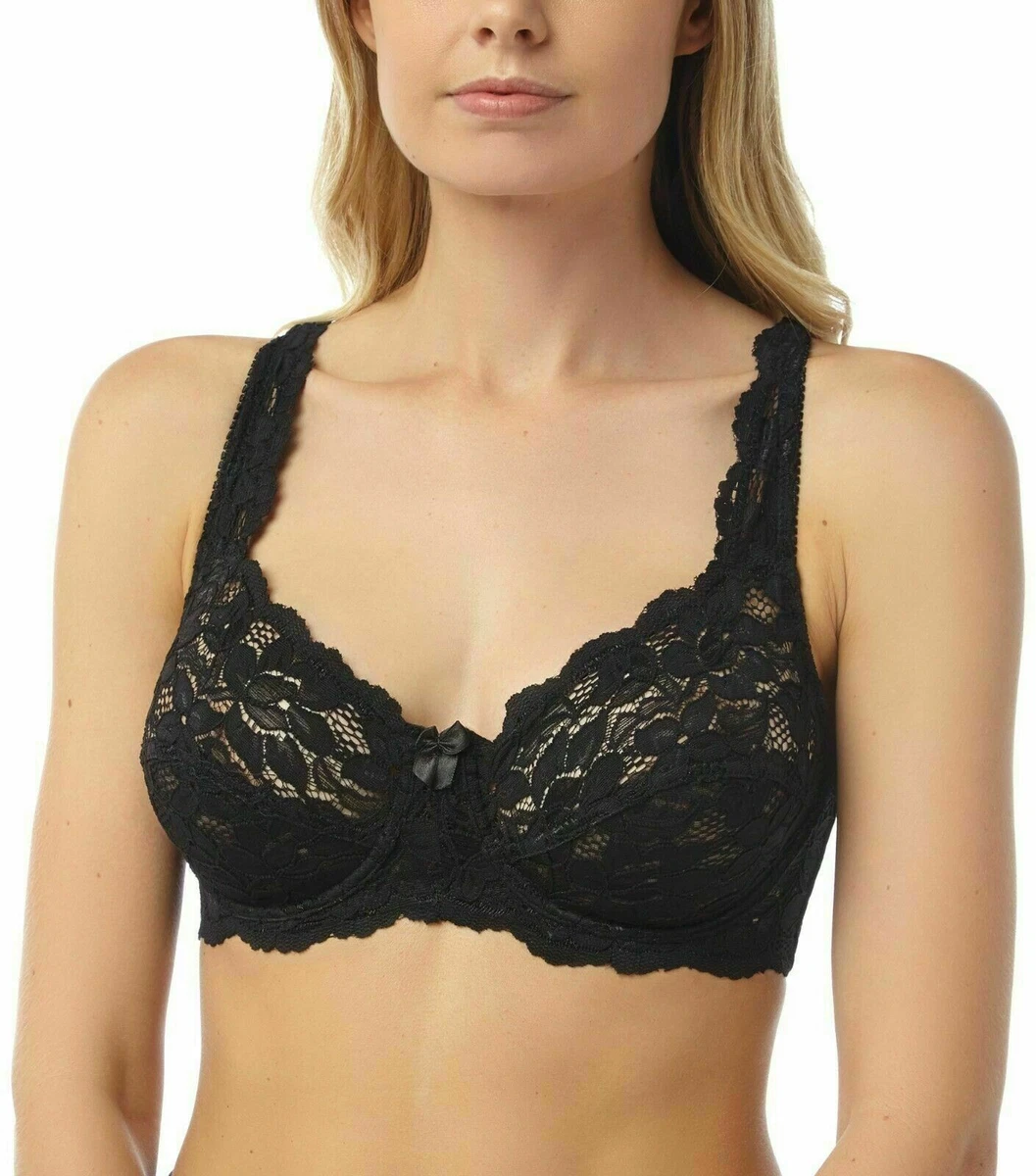 Womens Under Wired Bra Full Cup Lace Detail By Marlon Size UK 34