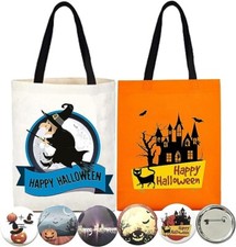 HALLOWEEN Reusable Tote Bag Witch Haunted House Trick or Treat     