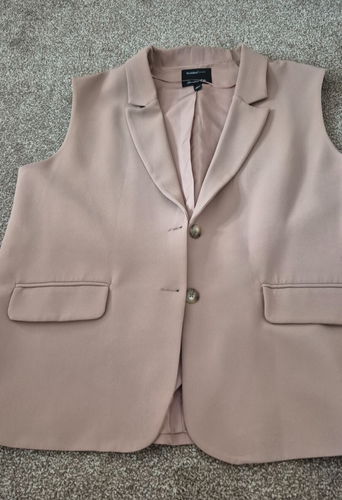 Women's River Island Taupe Sleevless Long Waistcoat Size 18 New