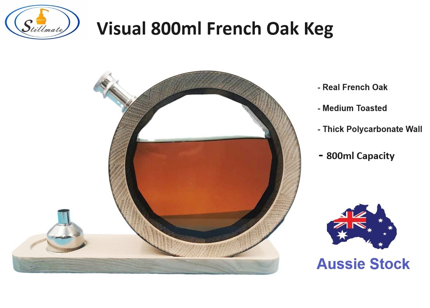 New Visible 800mL French Oak Keg for Spirits/ Moonshine aging Gift Keg