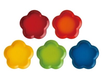 Le Creuset Flower Plate Dish Bright Rainbow 5 Color 15cm Set Japan