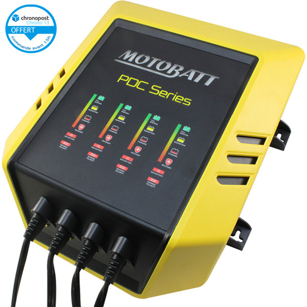 Chargeur Motobatt PDC4X2A Quad Bank 12V 2A pour quatre batteries