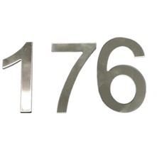 Stick-On House Numbers - No 176 - Stainless Steel - 10cm - Door, Fence, Gate