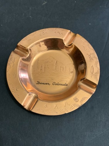 Vintage Fred Harvey Style Denver Colorado Copper Souvenir Ashtray