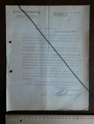 Emil Reckeweg Vertreter Hannover Waldstraße 1932 Oswald Riedel Brief Werbung 314