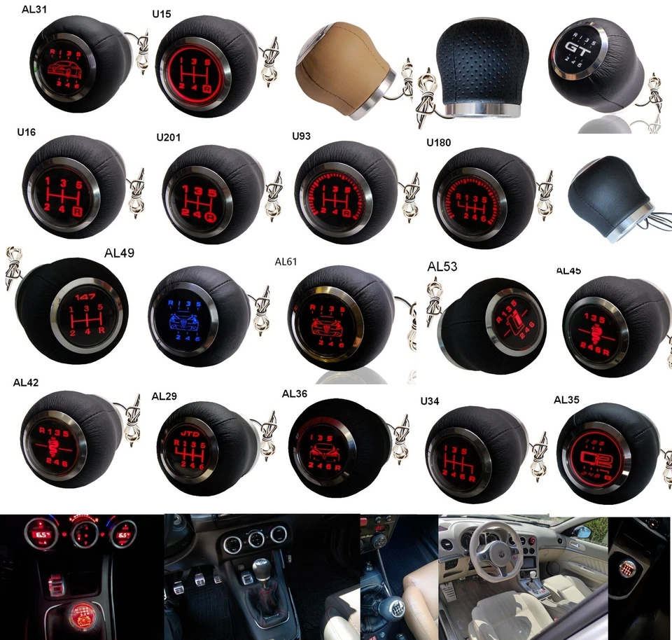 ALFA Romeo PERILLA DE CAMBIO DE VELOCIDAD LED ILUMINADA 147 159 Gulietta Mito GT Foto 2 de 4