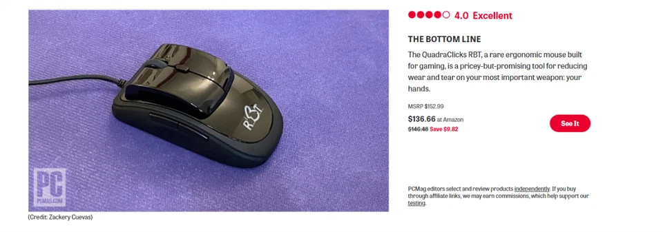 QuadraClicks RBT- Most Comfortable Rabbit Mouse Right 'Bove Touch Ending RSI - Image 3 of 4