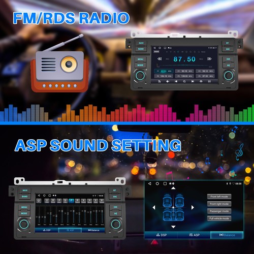 7" Android14 Carplay For BMW 3-series E46 1998-2006 Car Stereo Radio WiFi GPS BT - Picture 12 of 14