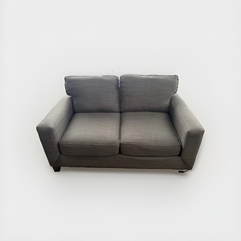 Gray Cotton Blend 2-Seat Loveseat Track Arms Black Frame 62x35x34