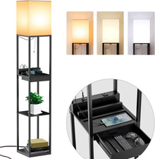 Shelf Floor Lamps for Living Room,Tall Standing Lamp with Shelves and Drawer,2 U