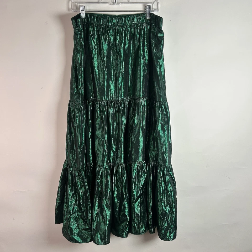 Saia Maxi Verde J.Crew Camadas Tamanho XL - Imagem 2 de 3