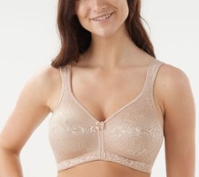 Breezies Wild Rose Seamless Wirefree Support Bra Warm Beige D/36 New