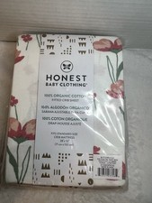 Crib Sheet Honest Baby Organic Cotton Fitted Mattress Sheet NIP 28 In 52 In