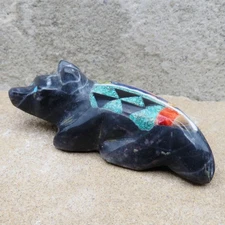 Zuni Fetish-Native American Stone Carving-Marble & Multi-Stone BADGER-Jayne Quam