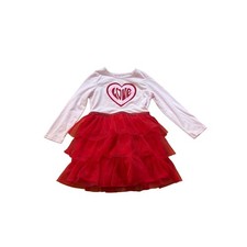 Wonder Nation Tutu Dress Kids Pink Red Heart Tulle Tiered Valentine SIZE 4T