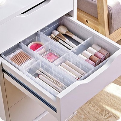 Desk Drawer Organizer Tray with Adjustable Dividers Multi-Drawers for Makeups...
