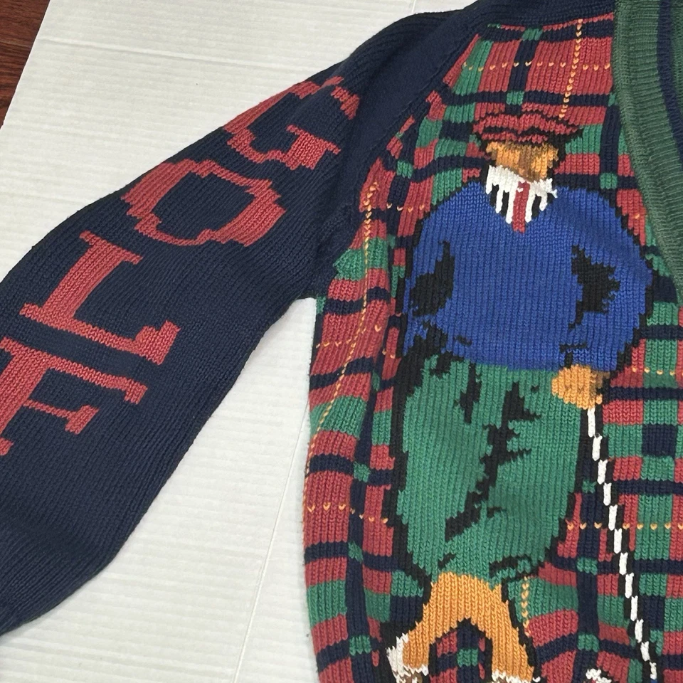 Cárdigan de golf suéter vintage para hombre L Hathaway escocés tartán algodón años 90 Foto 4 de 4