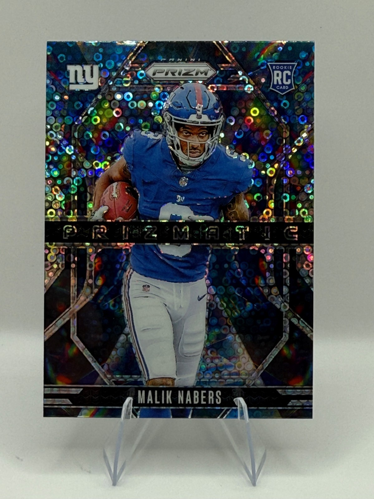 2024 Prizm Malik Nabers Prizmatic Disco Variation No Huddle Rookie Giants