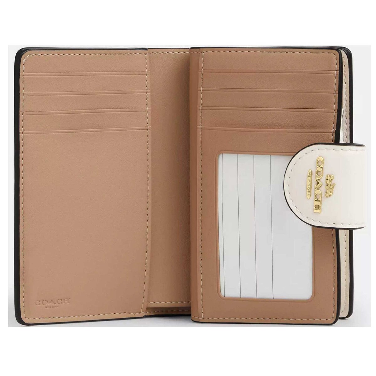 Coach Women's Zip Wallet Medium Corner Canvas, Gold/White/Chalk