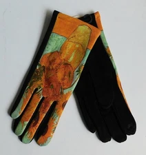 FASHION WOMAN'S VAN GOGH SUNFLOWERS PRINT TOUCH SCREEN WINTER GLOVE REPRODUCTION
