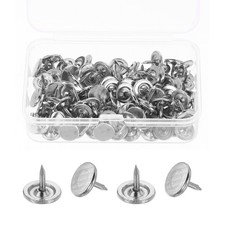 100Pcs Thumb Tacks 3/8"x5/16" Flat Head Upholstery Push Pins Silver